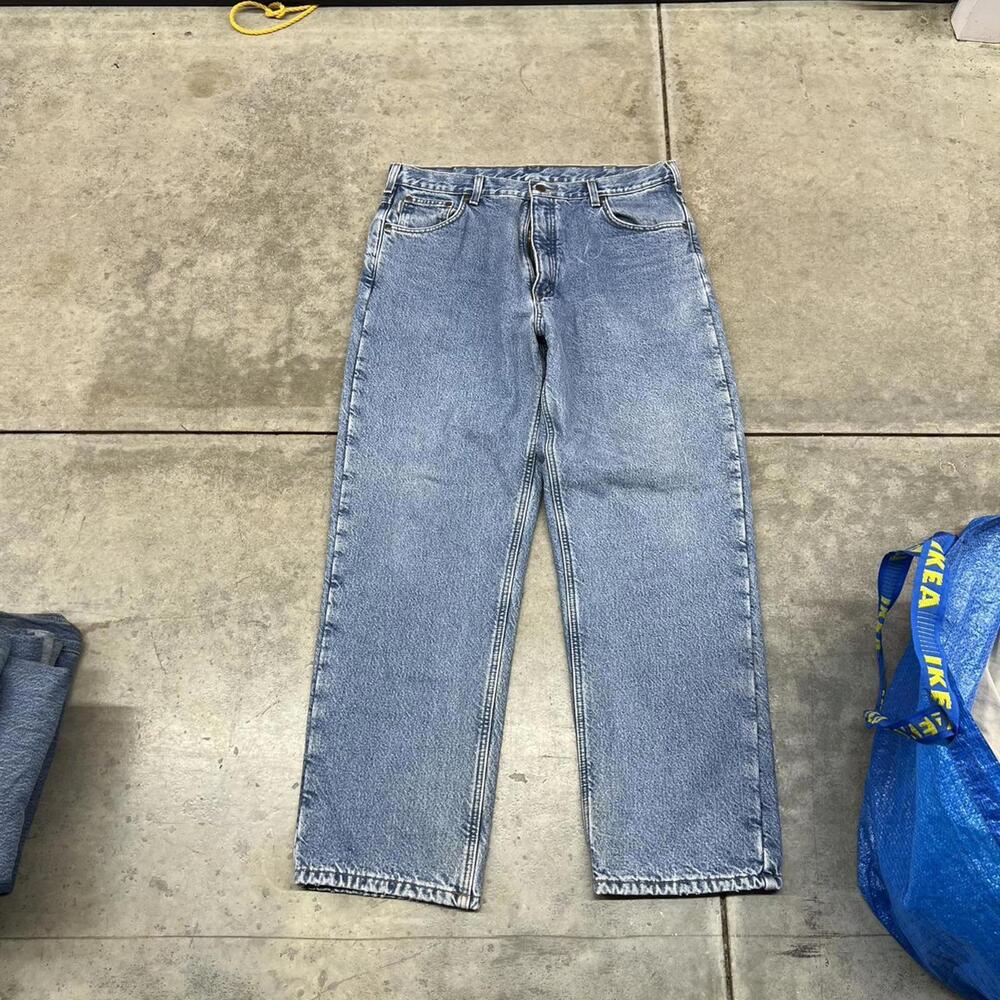 vintage carhartt faded blue relaxed baggy fit jeans size 38 x 30 - Picture 2 of 4